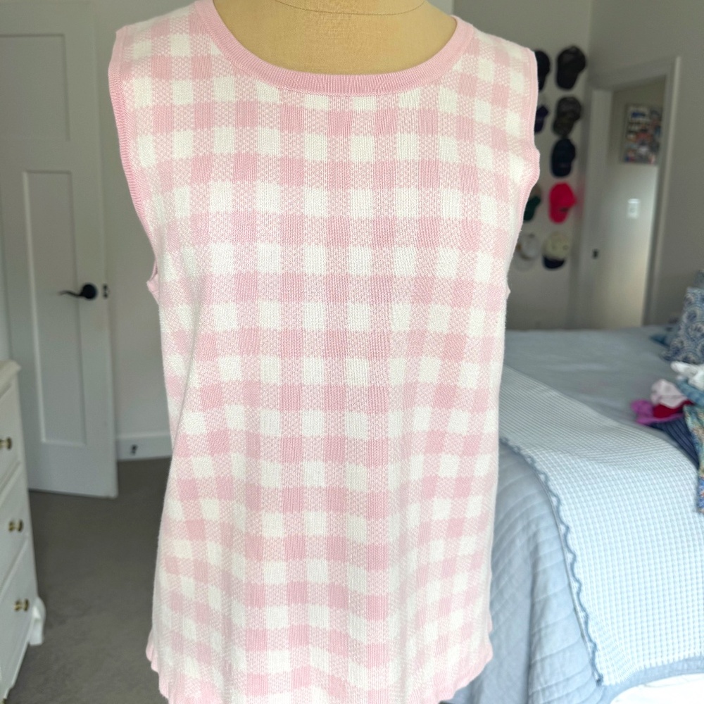 Pink Gingham Draper James RSVP sleeveless knit top S